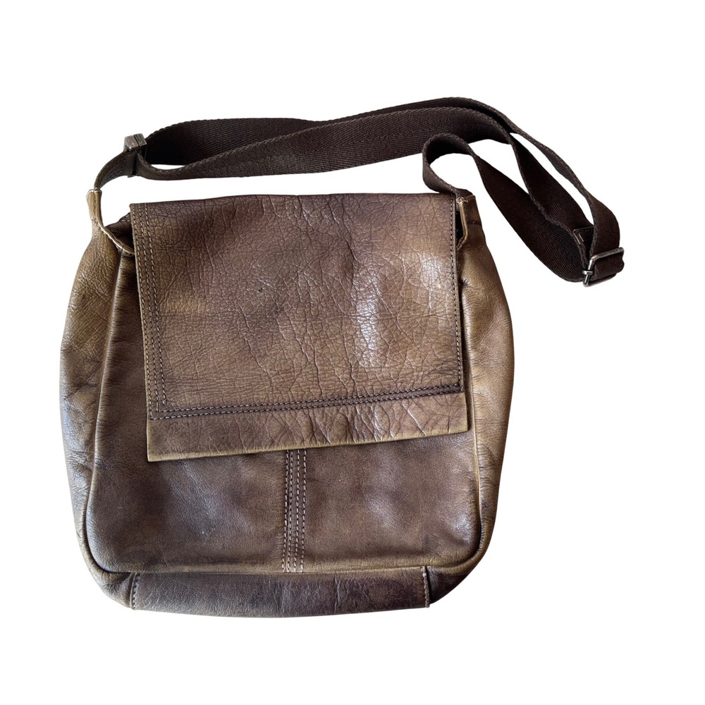 Vintage Diesel Brown Leather Messenger Crossbody Bag Y2K Grunge